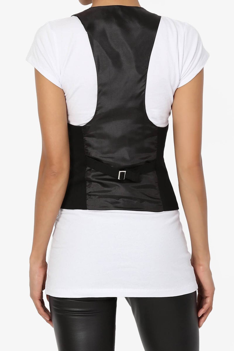 TheMogan Women's Dressy Casual Versatile Tuxedo Fully Lined Suit Vest Waistcoat Black 1X - Image 2